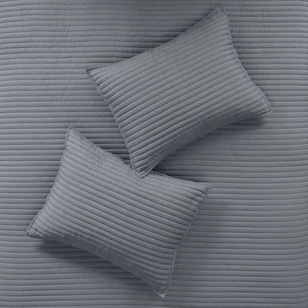 English Elm 8 Piece Printed Seersucker Comforter Set In Yellow & Gray - Stylish, Hypoallergenic King/Cal King Collection B03597255