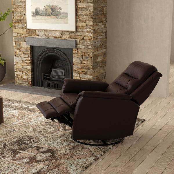 English Elm Global Home Swivel Glider Recliner In Madras Brown – Timeless Comfort & Elegant Design For Any Space B339P333953
