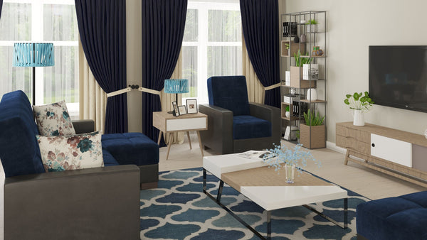 English Elm Primenest Convertible Chaise Lounge With Storage - Plush Microfiber Sleeper In Emerald Blue B030P303538-GIGA