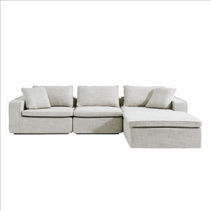 English Elm Cloud Couch Modular 4 Seater Sofa with Washable Linen and Pocket Spring Cushions Beige W1765S00141