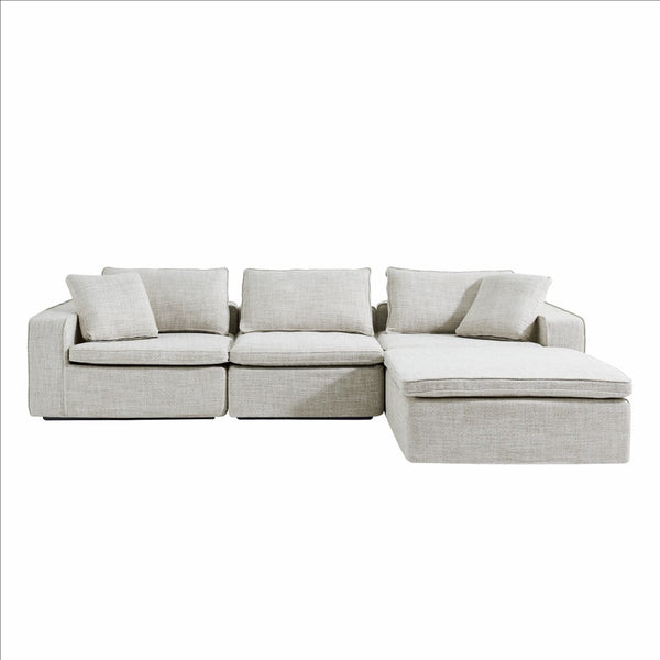 English Elm Cloud Couch Modular 4 Seater Sofa with Washable Linen and Pocket Spring Cushions Beige W1765S00141