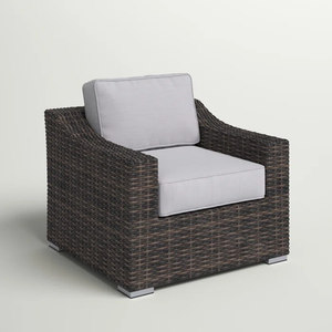 English Elm Fully Wicker Patio Chair with Cushion, Rust-Resistant Aluminum Frame, UV Weather-Resistant Comfortable Seat Espresso B120P205860