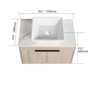 English Elm 42" Modern Floating Bathroom Vanity Set With Ceramic Sink & Storage Shelves For Elegant Spaces W999S00291
