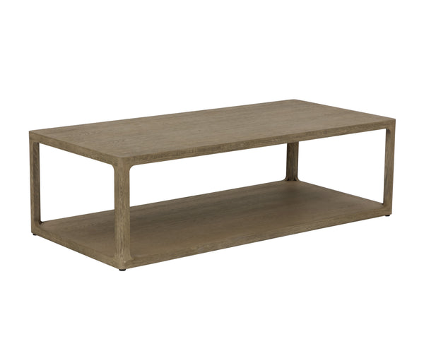 Sunpan Doncaster Coffee Table - Modern Minimalist Design with Solid Oak Frame and Unique Natural Character Smoke Grey