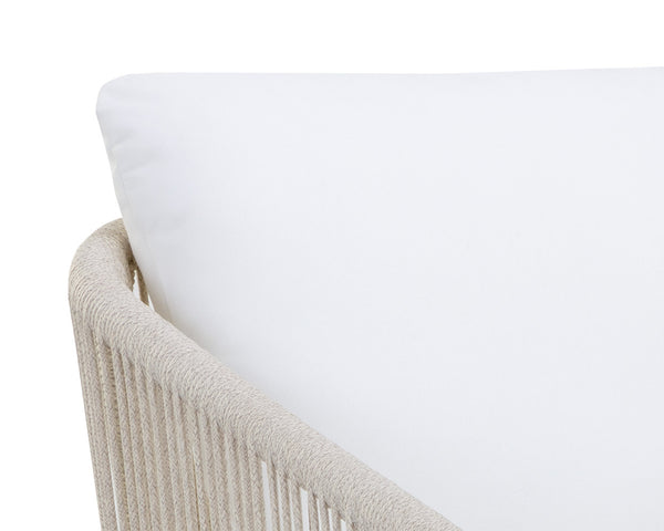 Sunpan Allariz Dining Armchair – Modern Outdoor Seating with UV-Resistant Fabric and Durable Aluminum Frame Greige / Stinson White