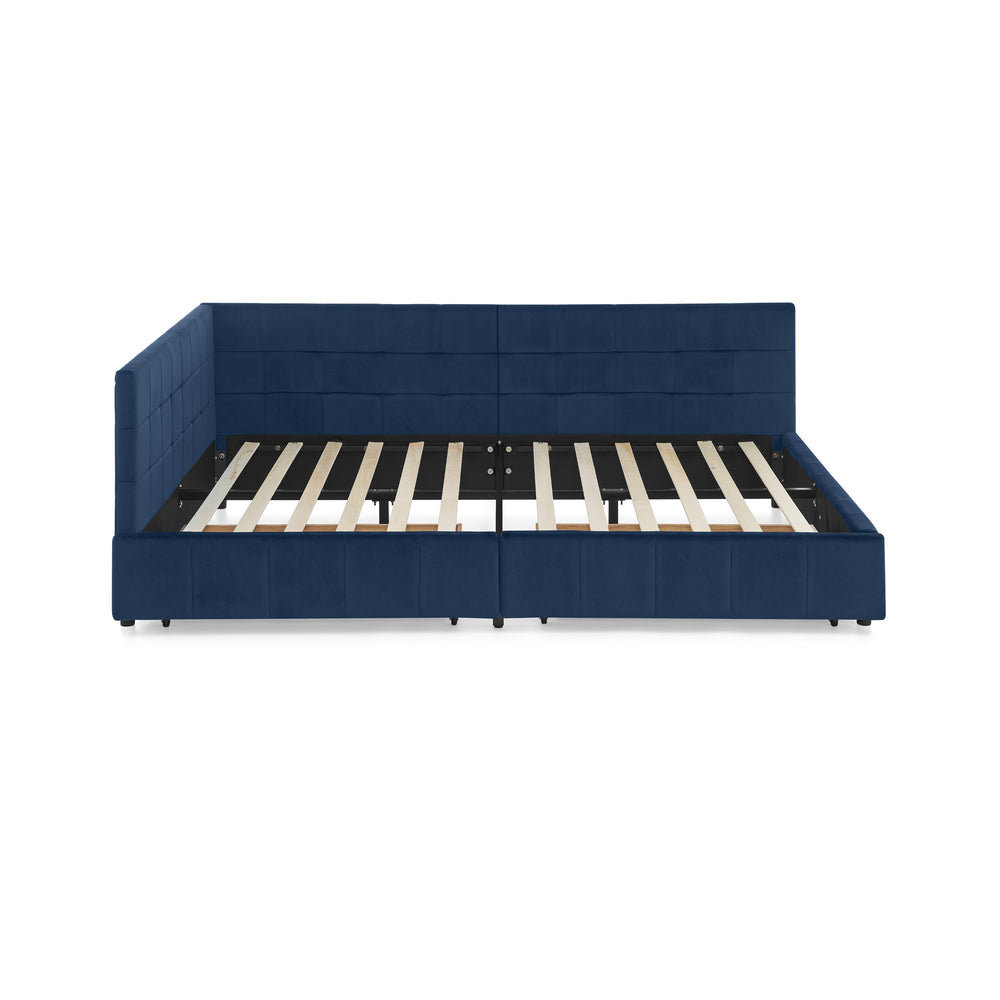 English Elm Full Size Upholstered Tufted Bed Frame With Storage, Dark Blue Velvet Sofa Bed For Stylish Living Rooms W487S00304