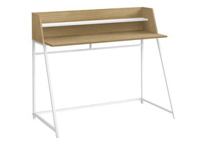 English Elm Computer Desk with Smooth Wood-Look Laminate Top and White Metal Frame — Compact 30" Workstation Natural 49 L x 26 W x 5 H B2710P219829