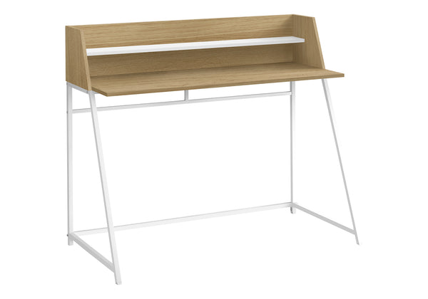 English Elm Computer Desk with Smooth Wood-Look Laminate Top and White Metal Frame — Compact 30" Workstation Natural 49 L x 26 W x 5 H B2710P219829