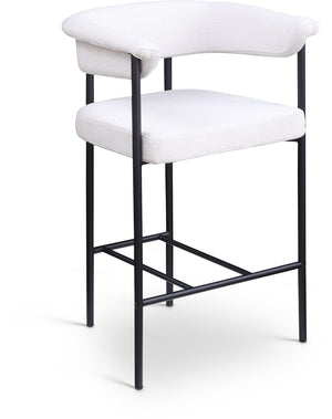 Meridian Furniture Malin Upholstered Counter Stool with Matte Black Iron Frame for Kitchen Islands and Home Bars Cream Linen Textured Fabric 426Cream-C