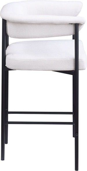 Meridian Furniture Malin Upholstered Counter Stool with Matte Black Iron Frame for Kitchen Islands and Home Bars Cream Linen Textured Fabric 426Cream-C
