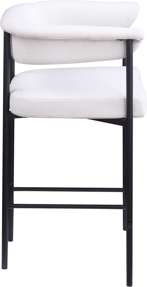 Meridian Furniture Malin Upholstered Counter Stool with Matte Black Iron Frame for Kitchen Islands and Home Bars Cream Linen Textured Fabric 426Cream-C