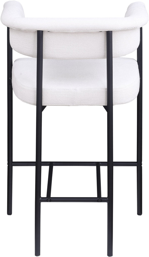 Meridian Furniture Malin Upholstered Counter Stool with Matte Black Iron Frame for Kitchen Islands and Home Bars Cream Linen Textured Fabric 426Cream-C