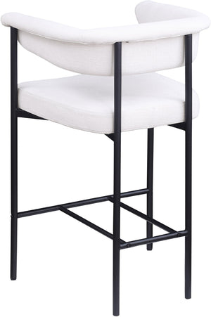 Meridian Furniture Malin Upholstered Counter Stool with Matte Black Iron Frame for Kitchen Islands and Home Bars Cream Linen Textured Fabric 426Cream-C