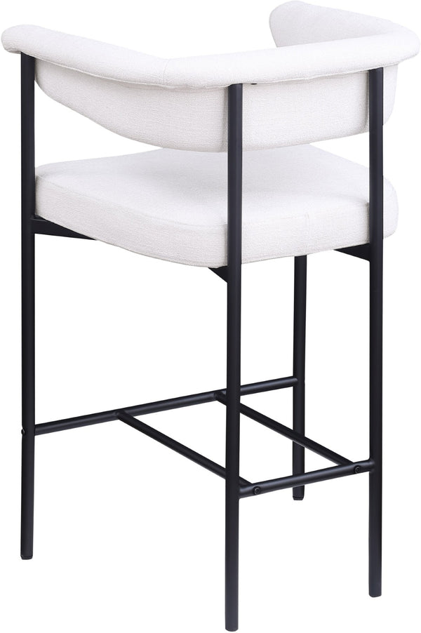 Meridian Furniture Malin Upholstered Counter Stool with Matte Black Iron Frame for Kitchen Islands and Home Bars Cream Linen Textured Fabric 426Cream-C