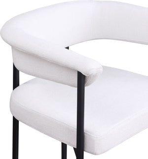 Meridian Furniture Malin Upholstered Counter Stool with Matte Black Iron Frame for Kitchen Islands and Home Bars Cream Linen Textured Fabric 426Cream-C