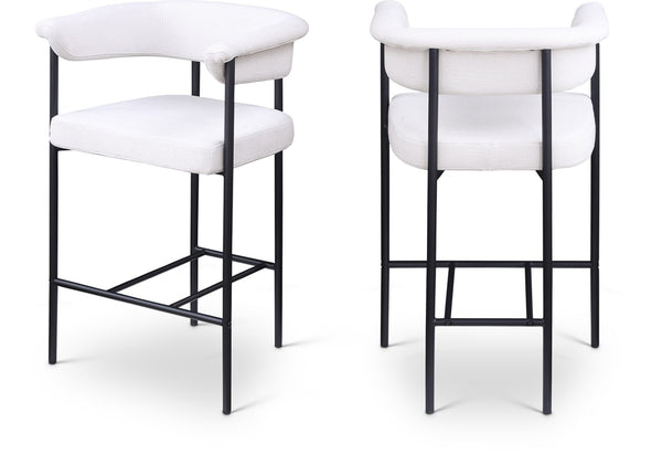 Meridian Furniture Malin Upholstered Counter Stool with Matte Black Iron Frame for Kitchen Islands and Home Bars Cream Linen Textured Fabric 426Cream-C