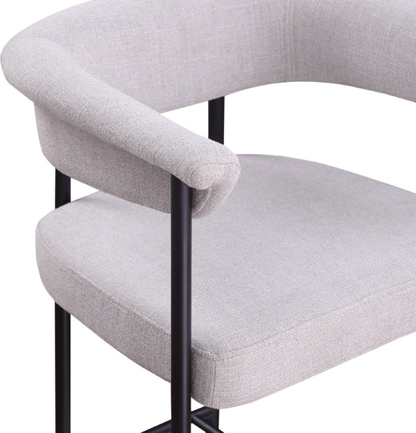 Meridian Furniture Malin Upholstered Counter Stool with Matte Black Iron Frame for Kitchen Islands and Home Bars Grey Linen Textured Fabric 426Grey-C