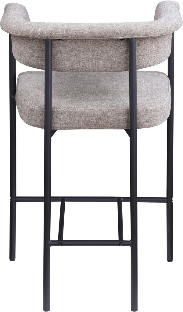 Meridian Furniture Malin Upholstered Counter Stool with Matte Black Iron Frame for Kitchen Islands and Home Bars Taupe Linen Textured Fabric 426Taupe-C
