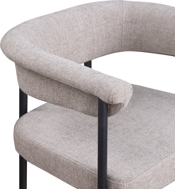 Meridian Furniture Malin Upholstered Counter Stool with Matte Black Iron Frame for Kitchen Islands and Home Bars Taupe Linen Textured Fabric 426Taupe-C