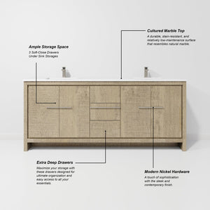 English Elm Rustic Acacia Double Bath Vanity With Cultured Marble Top & 70" Mirror – Spacious, Stylish & Durable! B2731S01506-GIGA