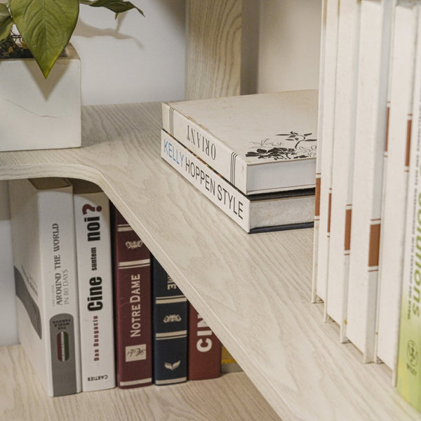 English Elm 90cm L-shaped Corner Bookshelf Five Tier Open Storage for Office Bedroom Living Room W2899P444148