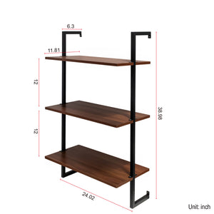 English Elm 3 Tier and 2 Tier Wood Floating Shelves - Heavy Duty Wall Mounted Bathroom Storage Organizer, Rustic Decor W331P279736