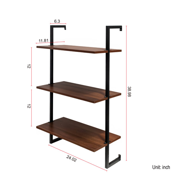 English Elm 3 Tier and 2 Tier Wood Floating Shelves - Heavy Duty Wall Mounted Bathroom Storage Organizer, Rustic Decor W331P279736