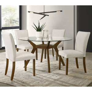 English Elm Flynn Round Tempered Glass and Rubberwood Dining Table Seats Four with Lower Shelf B062S01764