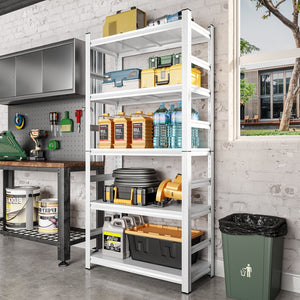 English Elm 71" Five-tier Heavy Duty Shelving Unit 2000lb Bolt-free Garage Storage White W1831P419876