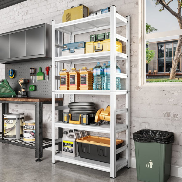 English Elm 71" Five-tier Heavy Duty Shelving Unit 2000lb Bolt-free Garage Storage White W1831P419876