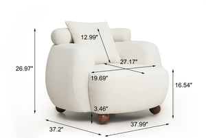 English Elm Nordic Chenille Bucket Chair Deep Cushioned Seat for Living Room Reading Lounge Ameican White Oak W2901P489485