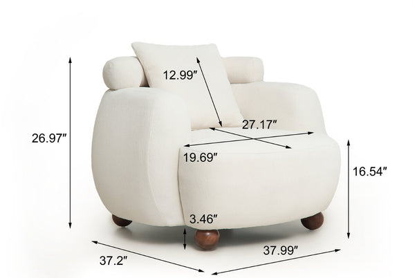 English Elm Nordic Chenille Bucket Chair Deep Cushioned Seat for Living Room Reading Lounge Ameican White Oak W2901P489485