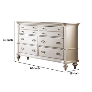 English Elm Classic Six Drawer Dresser Satin Silver Finish Antique Inspired Bedroom Storage B011P494287