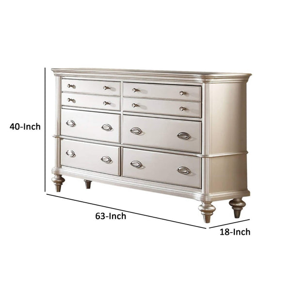 English Elm Classic Six Drawer Dresser Satin Silver Finish Antique Inspired Bedroom Storage B011P494287