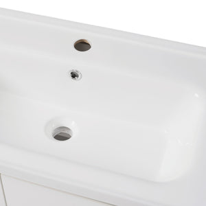English Elm Christopher Knight Home® - 36" Modern Wall-Mounted Bathroom Vanity with Ceramic Sink, Soft-Close Doors, Fluted Accent & Open Shelves White N817P245322W