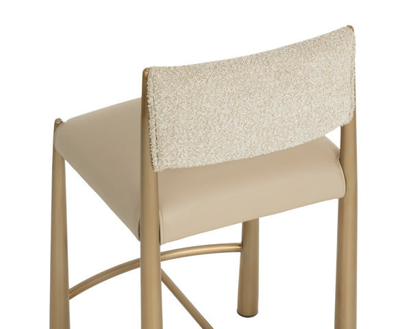 Sunpan BAYARD Counter Stool - Two-Tone Upholstery, Antique Brass Legs, Perfect for Modern Kitchens & Bars 112688