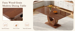 English Elm Modern Mdf Dining Table Seats Six with U-shaped Legs for Minimalist Interiors Wood W1151S04163