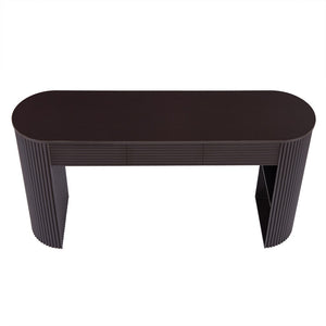 English Elm [video] Retro Fluted Console Table with 3 Drawers Open Niche Mid-century Entryway Espresso N759P283616D