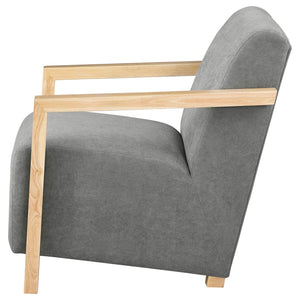 English Elm Landis Grey Fabric Accent Chair with Natural Wood Arms for Modern Living Spaces B062P441110