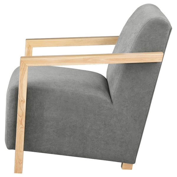 English Elm Landis Grey Fabric Accent Chair with Natural Wood Arms for Modern Living Spaces B062P441110