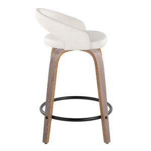 English Elm Counter Stools Set of 2 Swivel Faux Leather Bentwood Kitchen Island Seating B202S01748