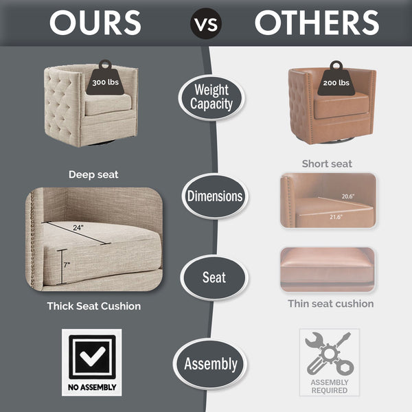 JLA Home Madison Park - 360-degree Swivel Barrel chair with tufted outer back, nailhead trim, plush high-density foam, ready-to-use seating MP103-0242