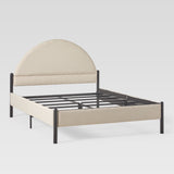 Queen Metal and Upholstered Bed with Arched Headboard Oatmeal GASB5COM Walker Edison