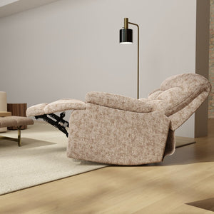English Elm Swivel Glider Recliner Plush Upholstered Chair for Contemporary Living Rooms Beige Brown B339P422560