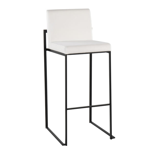 English Elm Fuji High Back Barstools In Plush White Velvet & Black Steel Frame - Set Of 2 For Modern Luxury B202P222187