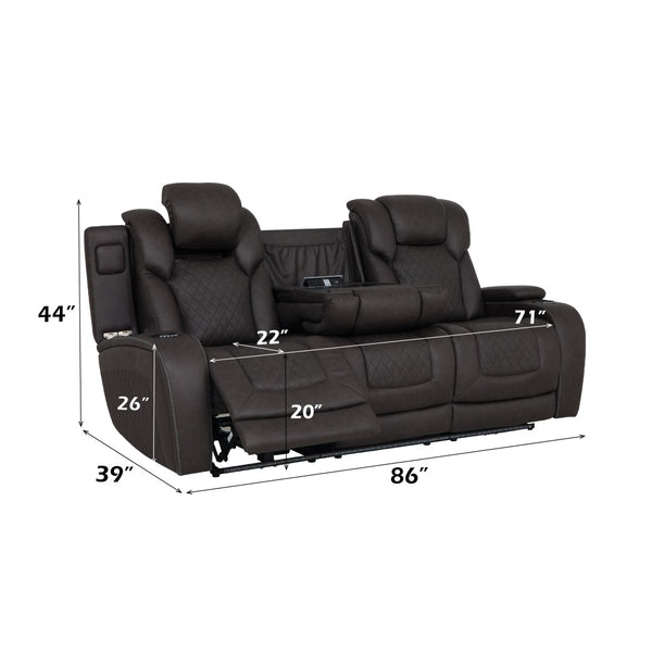 English Elm Wendell Power Reclining Sofa with Led Lighting Usb Charging and Microfiber Fabric B2726P435894