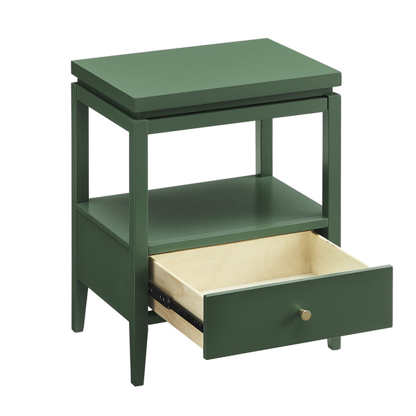 English Elm Olana Vintage Green Nightstand with Floating Top, 1 Drawer, Hidden Tray, Gold Pull & Tapered Legs B050P376962