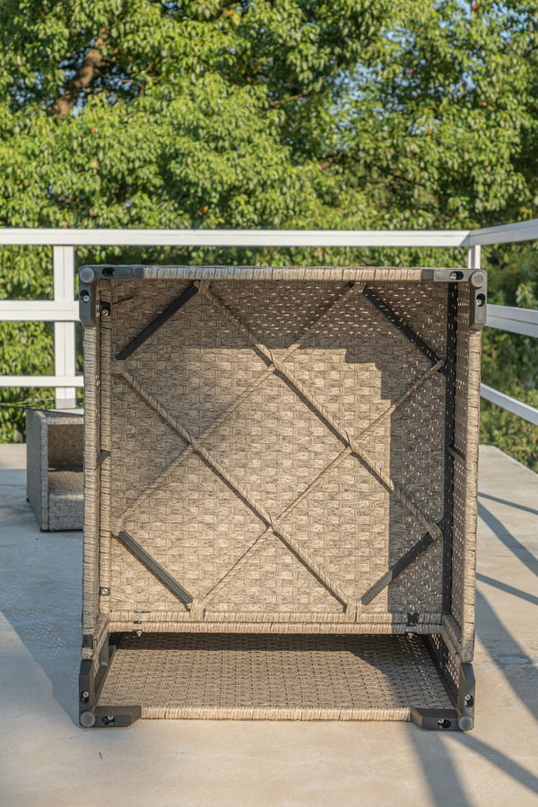 English Elm 9-Piece Patio Furniture Set Modular All-Weather Boho Outdoor Sectional Sofa with Water-Resistant Cushions Beige W2775S00005