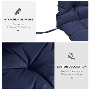 English Elm Outsunny Tufted 3-Seater Bench Cushion For Outdoor Furniture, Overstuffed Foam, Dark Blue Comfort W2225P200930-GIGA