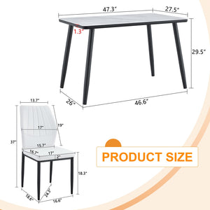 English Elm Table and Chair Set Modern Marble Glass Top with Four Pu Leather Seats for Dining W1151S04662